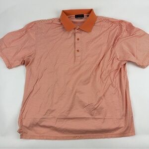 Divots Polo Mens Large Orange Striped Golf Mercerized Cotton
